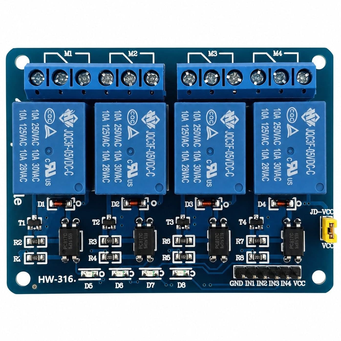 Moduł BITCHIP przekaźnika 4-kanałowy 5V z optoizolacją - zdjęcie 4