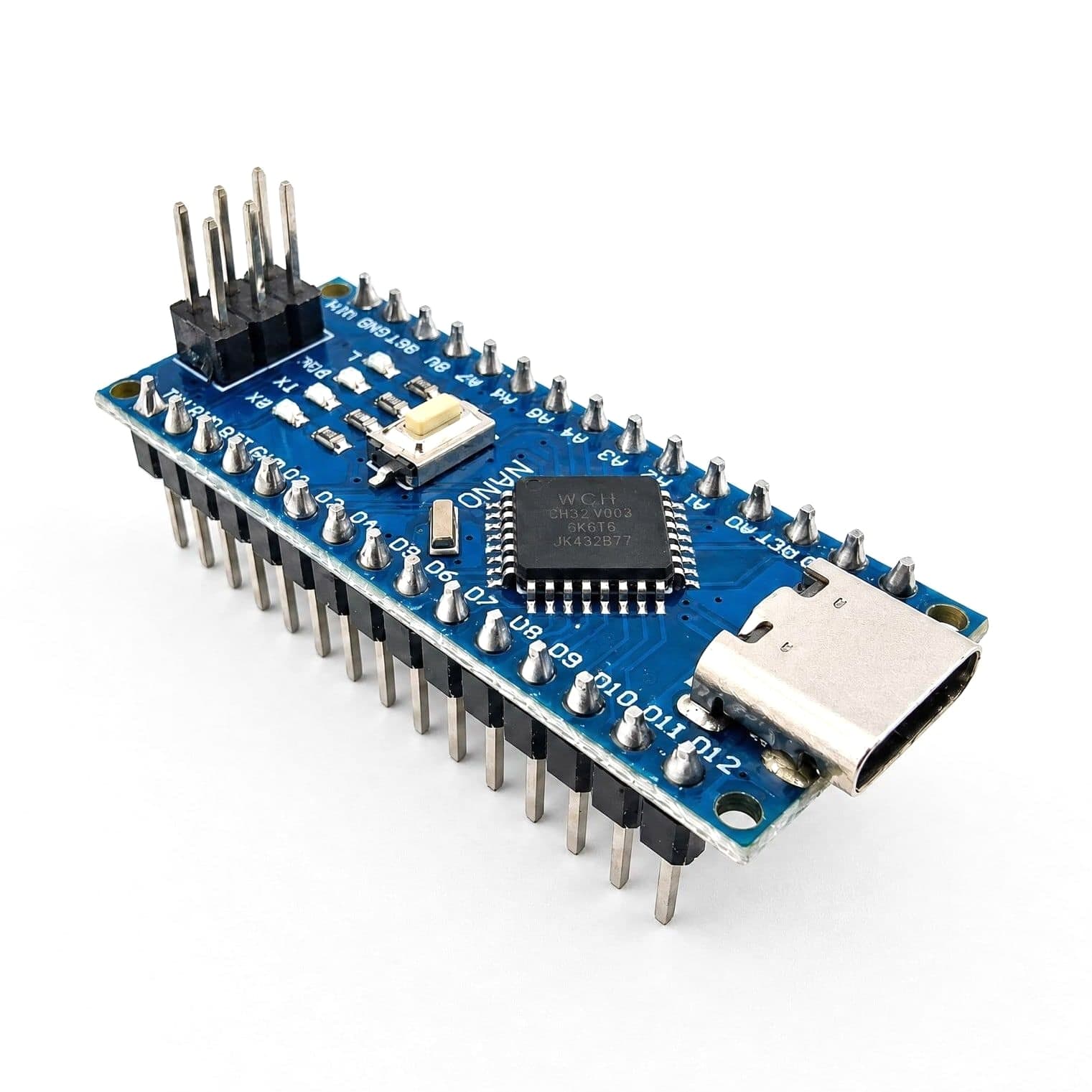 Nano V3.0 ATmega328P CH340, USB-C, wlutowane piny (kompatybilna z Arduino)
