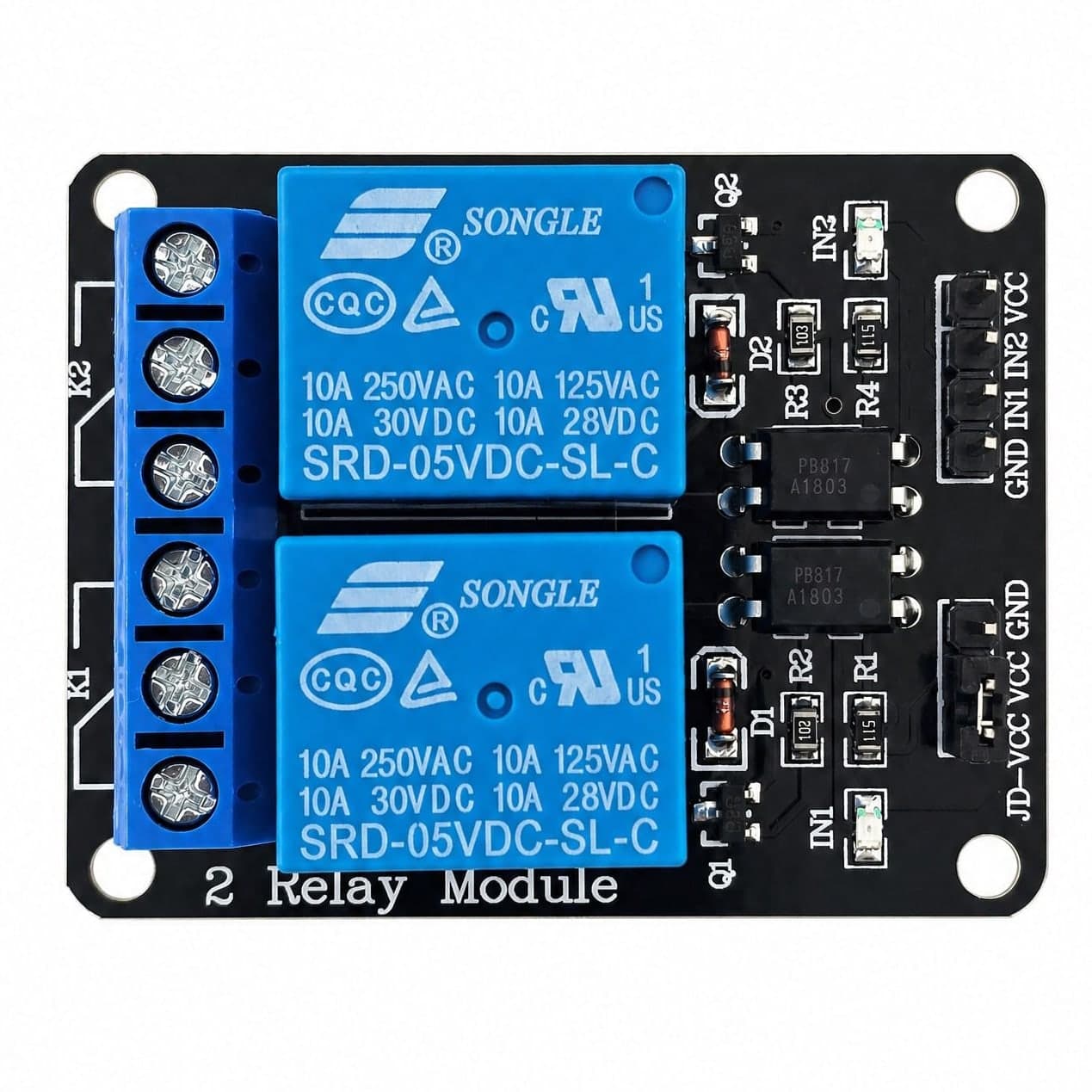 Moduł BITCHIP przekaźnika 2-kanałowy 5V z optoizolacją - zdjęcie 2