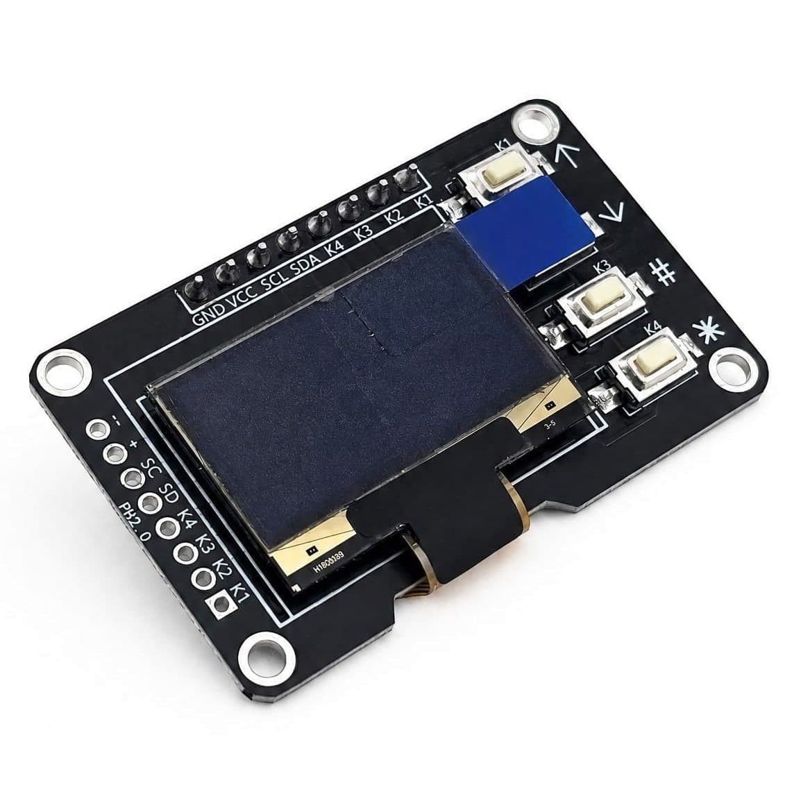 Wyświetlacz OLED 0,96" SSD1306 I2C BITCHIP z 4 przyciskami, biały