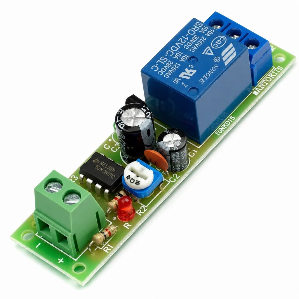 Moduł BITCHIP przekaźnika czasowego NE555 12 V, opóźnione wyłączenie 0-200 s
